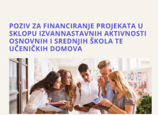 Poziv za financiranje projekata u sklopu izvannastavnih aktivnosti osnovnih i srednjih škola te učeničkih domova u školskoj godini 2026./2027.